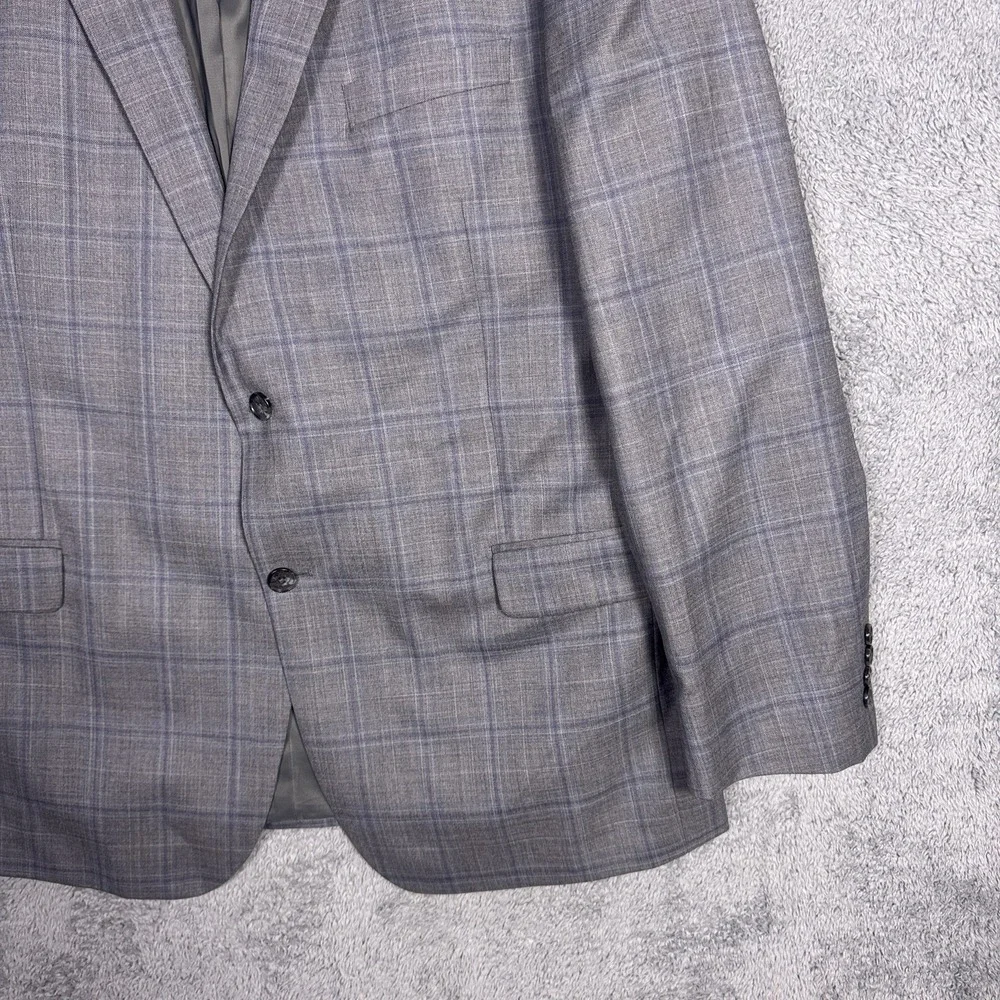 Jos A Bank Sport Coat Mens 48L Windowpane Traveler Blazer Wool Suit Jacket